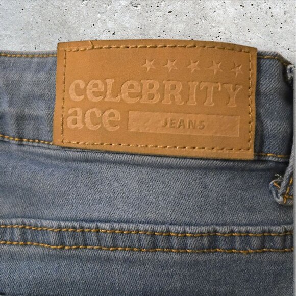 Celebrity Ace Distressed Flare Jeans Size 15/32 Light Blue Denim Hippie - Picture 8 of 8